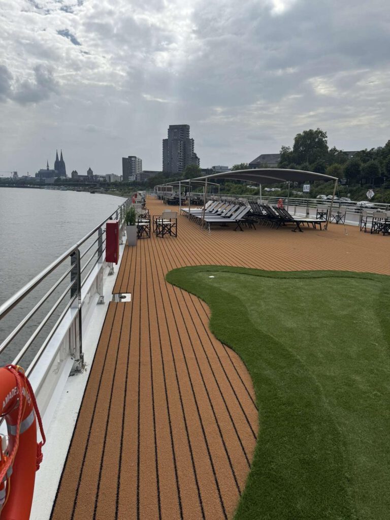 Putting green on a cruise ship deck