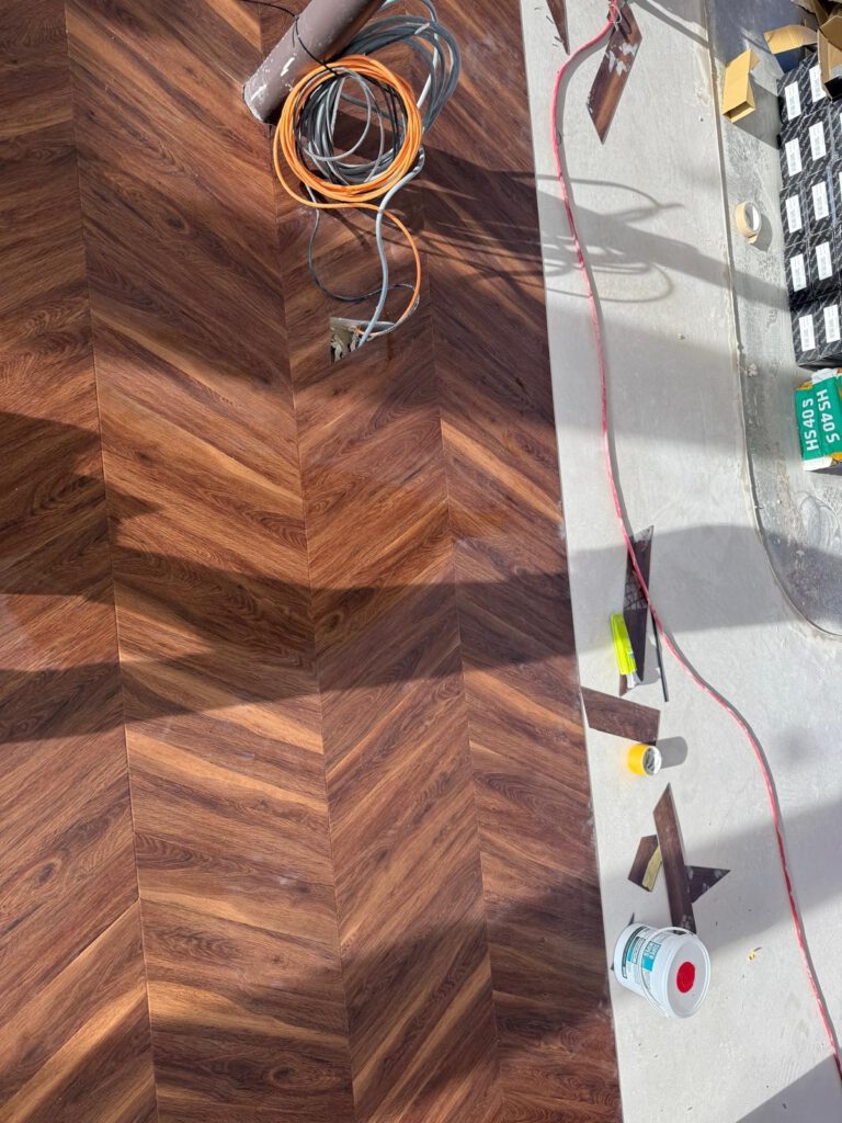 LVT installation in a restaurant on a cruise ship