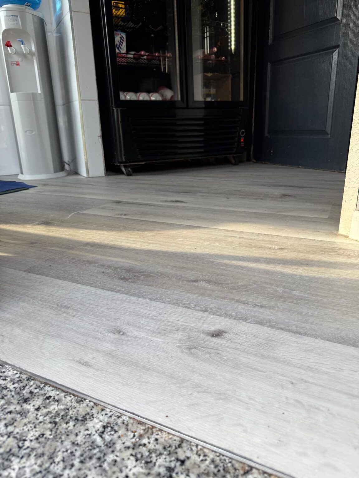 Completed PVC floor in the bakery after the overnight installation