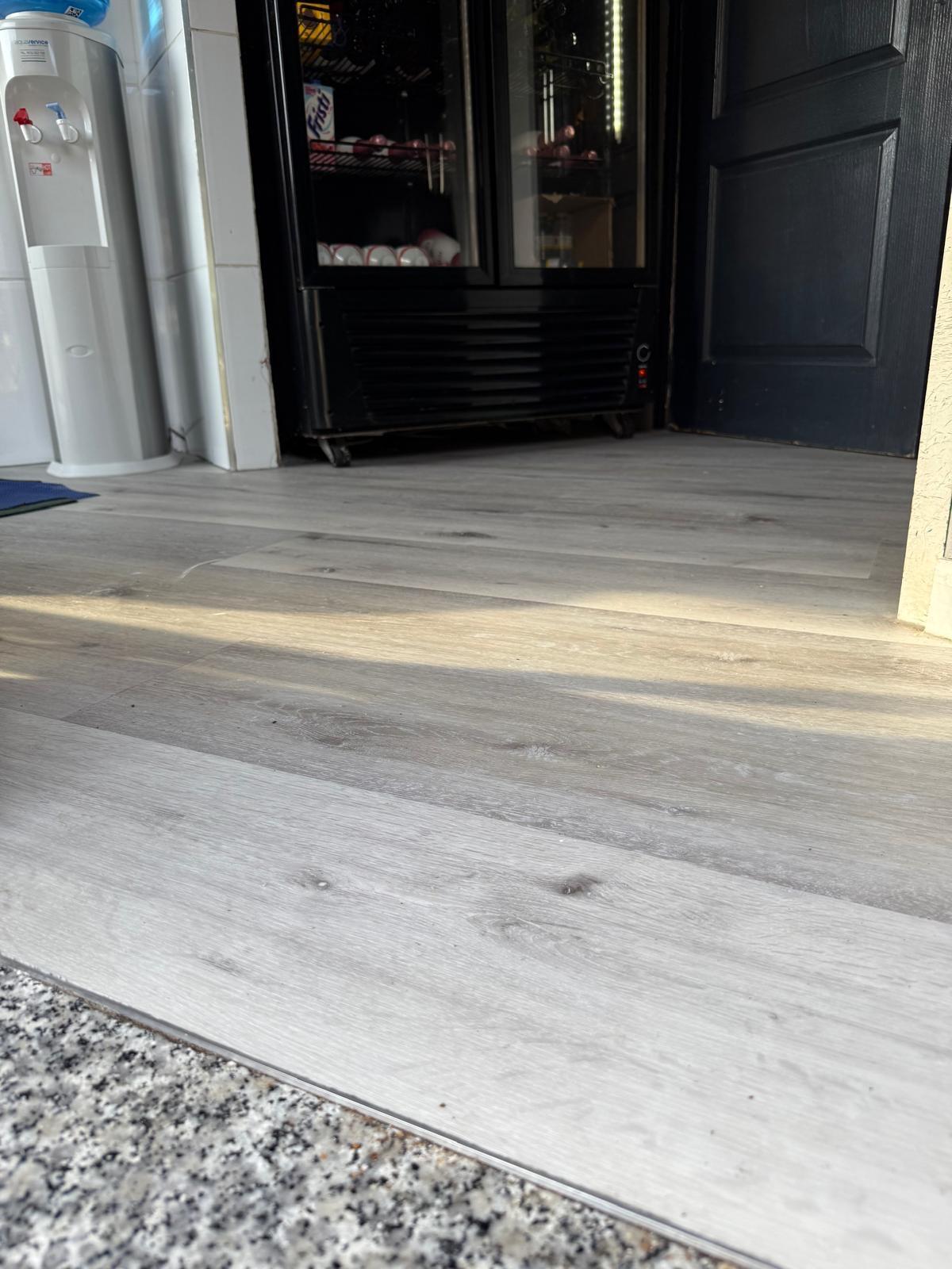 Finished PVC flooring in a bakery interior
